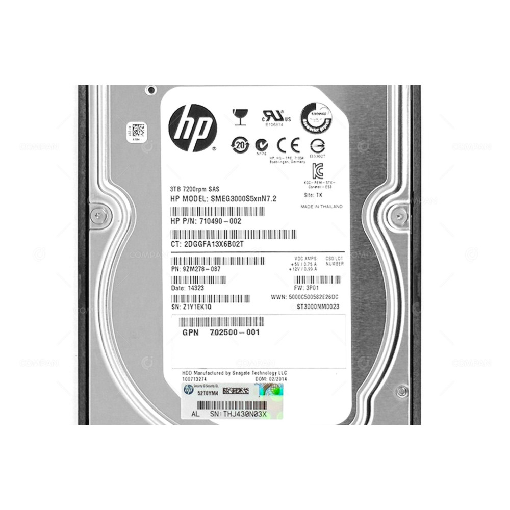 750788-001 HP HDD 3TB  7.2K  SAS 6G  3.5" LFF  HOT-SWAP  FOR HPE 3PAR M6720